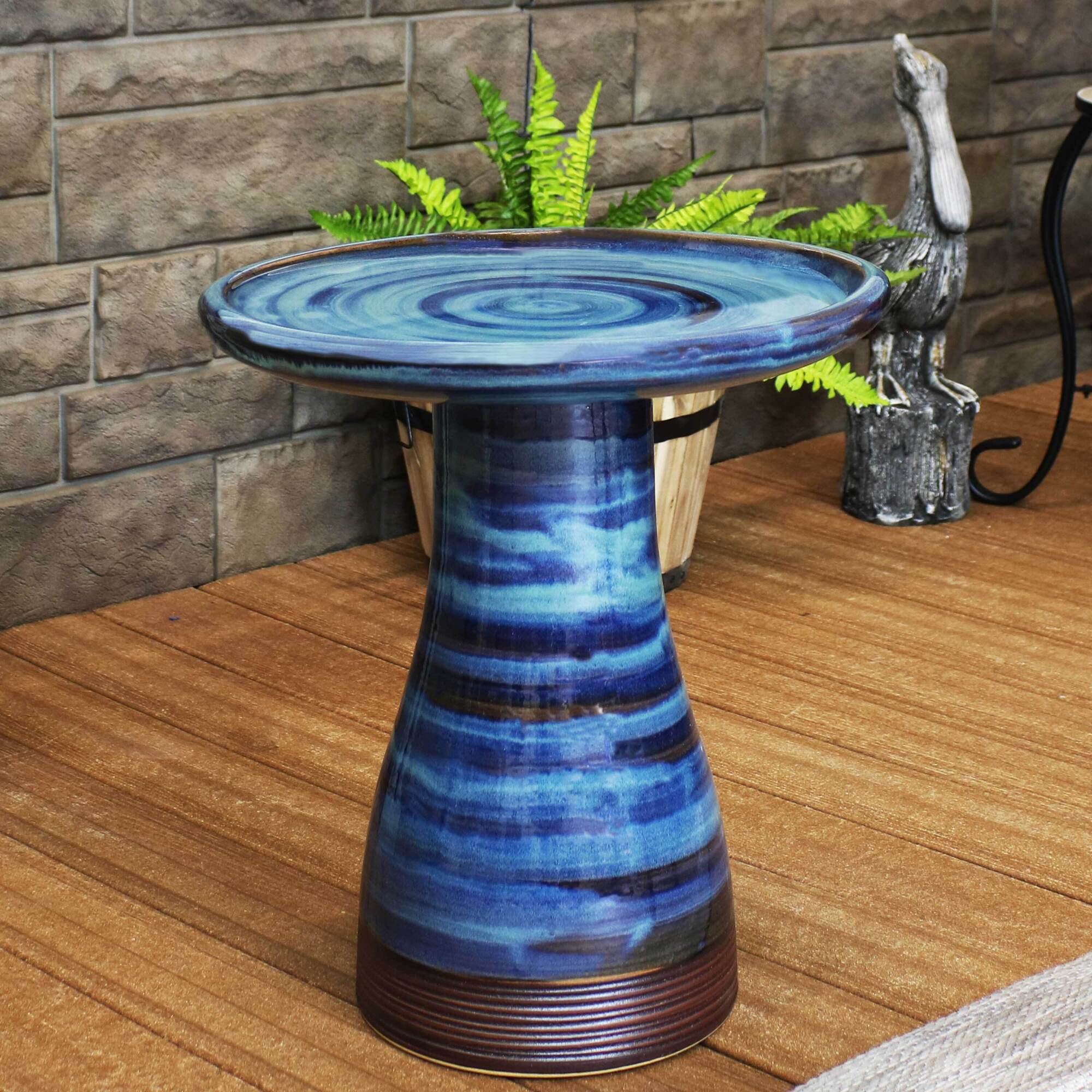 Sunnydaze Decor, Duo-Tone Ceramic Bird Bath - Galaxy Blue, Model# AP-381